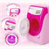 deAO Washing Machine Toy for kids Sound Lights Laundry Play Set - Pink - image 3