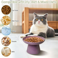 VCEPJH Elevated Cat Bowls 6.1in Wide Shallow Ceramic Raised Food Dish – Essentials for Cats - Purple(Pack of 1) - image 4