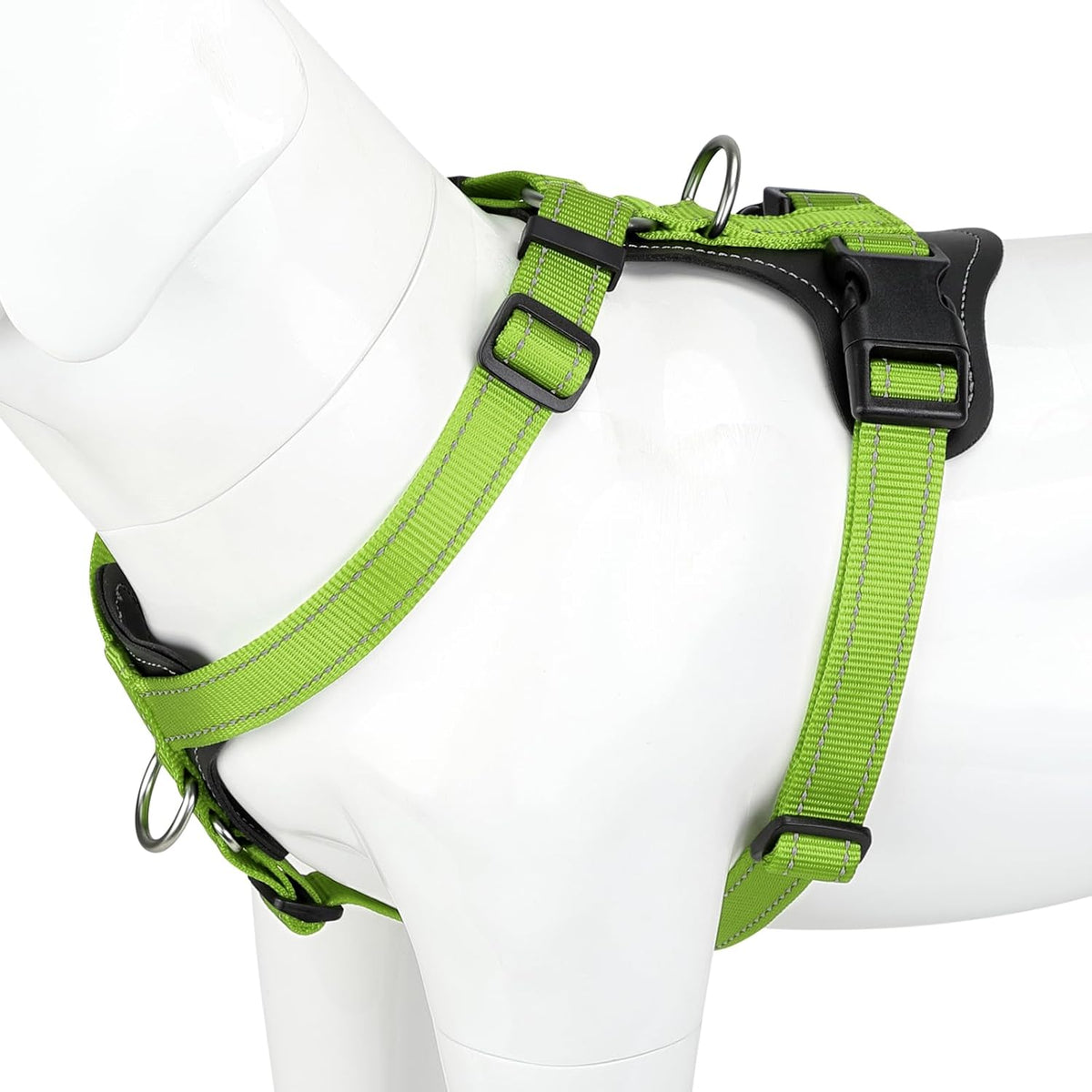 Plutus Pet No Pull Dog Harness with Leather Accents - M / Green