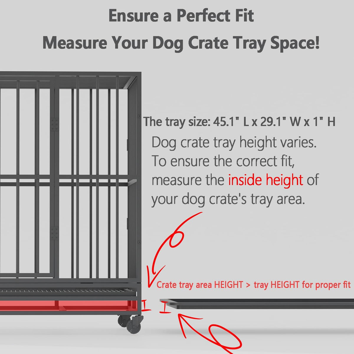 Dog Crate Tray Replacement - 45.1"L x 29.1"W x 1.0"H - image 2
