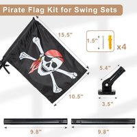 ifeolo double sided pirate flag with skull, crossbones and red scarf on a stainless steel pole - view 2