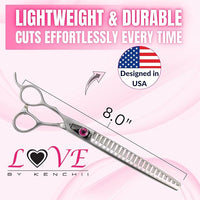 Kenchii Love Left Handed Dog Grooming Scissors, 22 Tooth Blender Shears, Dog Scissors for Grooming, Professional Pet Grooming Scissors, Ergonomic & Comfortable