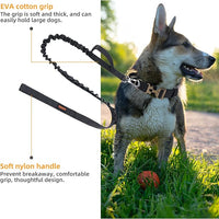 EXCELLENT ELITE SPANKER Tactical Bungee Dog Leash Military Adjustable Dog Leash Quick Release Elastic Leads Rope with 2 Control Handle(Black