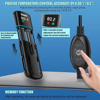 Electronic Aquarium Heater, 500W Small Fish Tank Heater, Adjustable Submersible Heater PID Temperature Control with LED Digital, Water Dry Automatic Shut Off for Fresh Seawater