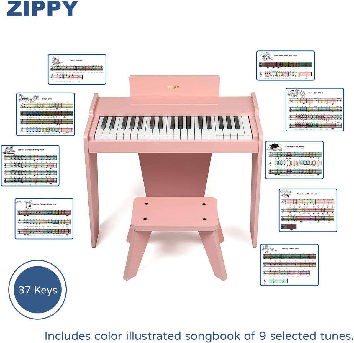 Kids Piano Keyboard, 37 Keys Digital Piano for Kids - Pink Basic - image 4