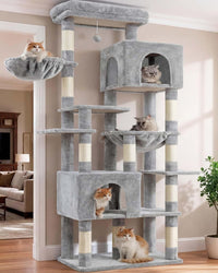 Heybly Cat Tree, 76-Inch Tall Heavy Duty Cat Tower for Big Cats HCT039G – Essentials for Cats - Light Gray / 76.8 inch
