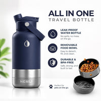 32 oz. Dog Water Bottle, Insulated Dog Travel Water Bottle - Navy Blue / 32 oz - image 2