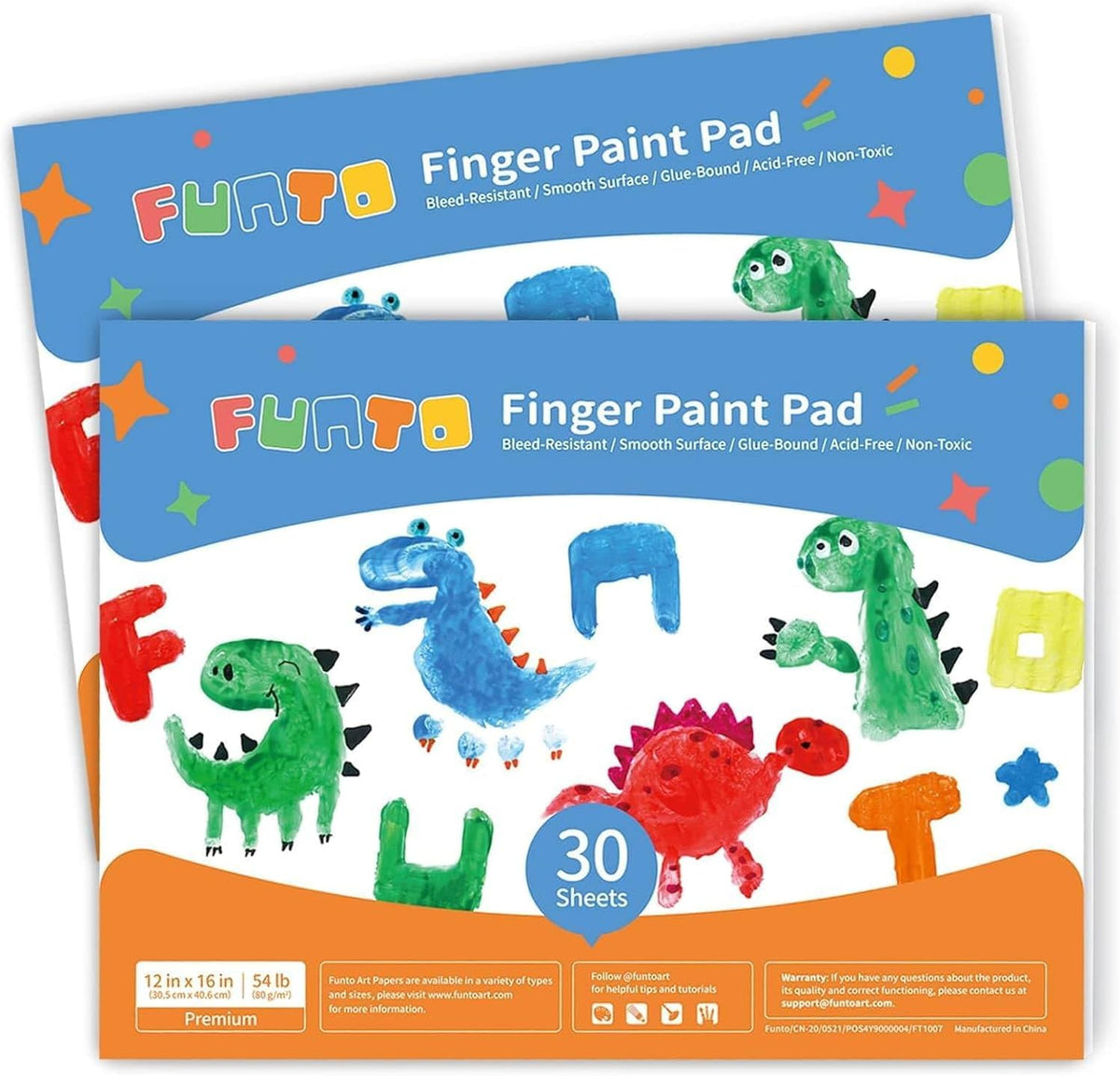 Funto finger paint paper roll, 12 x 400 inch white paper with slide cutter - view 2