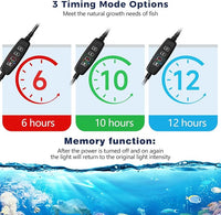 Tatub 16W LED Aquarium Light for 24"-30" Fish Tank, Full Spectrum Fish Tank Light with White Blue Red Green LEDs, 10 Levels of Brightness，Timer Auto On/Off