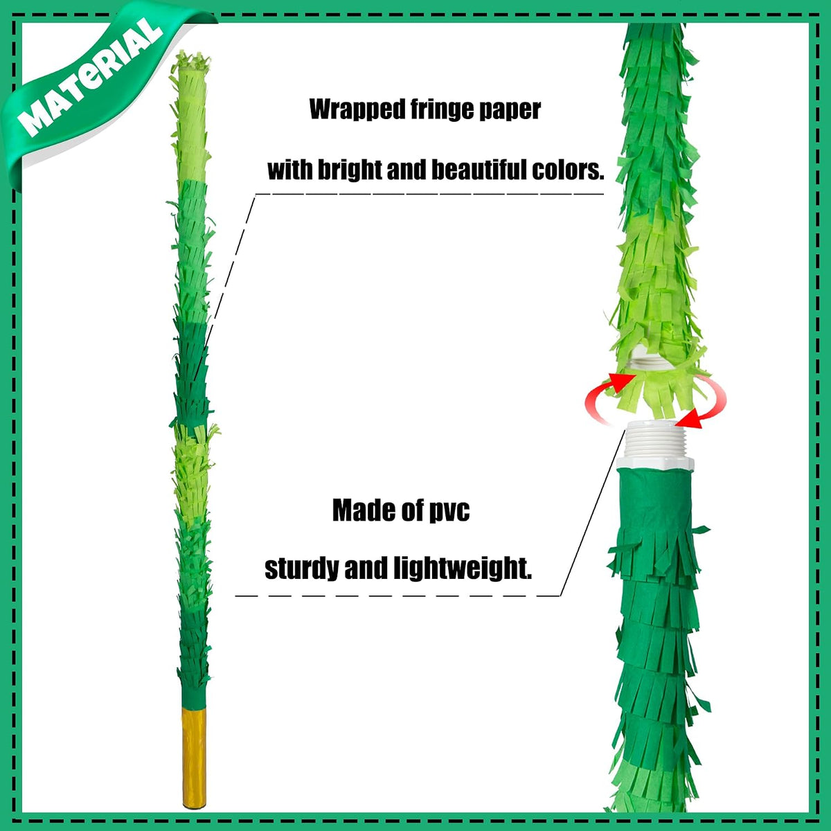 PCFING 30 inch rainbow piñata stick kit with blindfold and rope - view 14