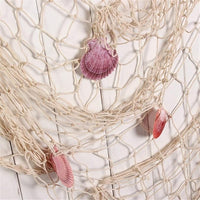 Nature Fish Net Wall Decoration with Shells, Ocean Themed Wall Hangings Fishing Net Party Decor for Pirate Party,Wedding,Photographing Decoration (Fishnet-2pack-Beige)
