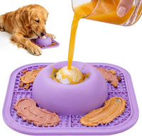 Slow Feeder Dog Bowls & Lick Mat for Liquid and Thick Treat - Medium / Purple