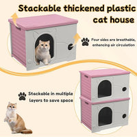 Plastic Outdoor Cat House Waterproof Feral Cat Shelter (Pink)