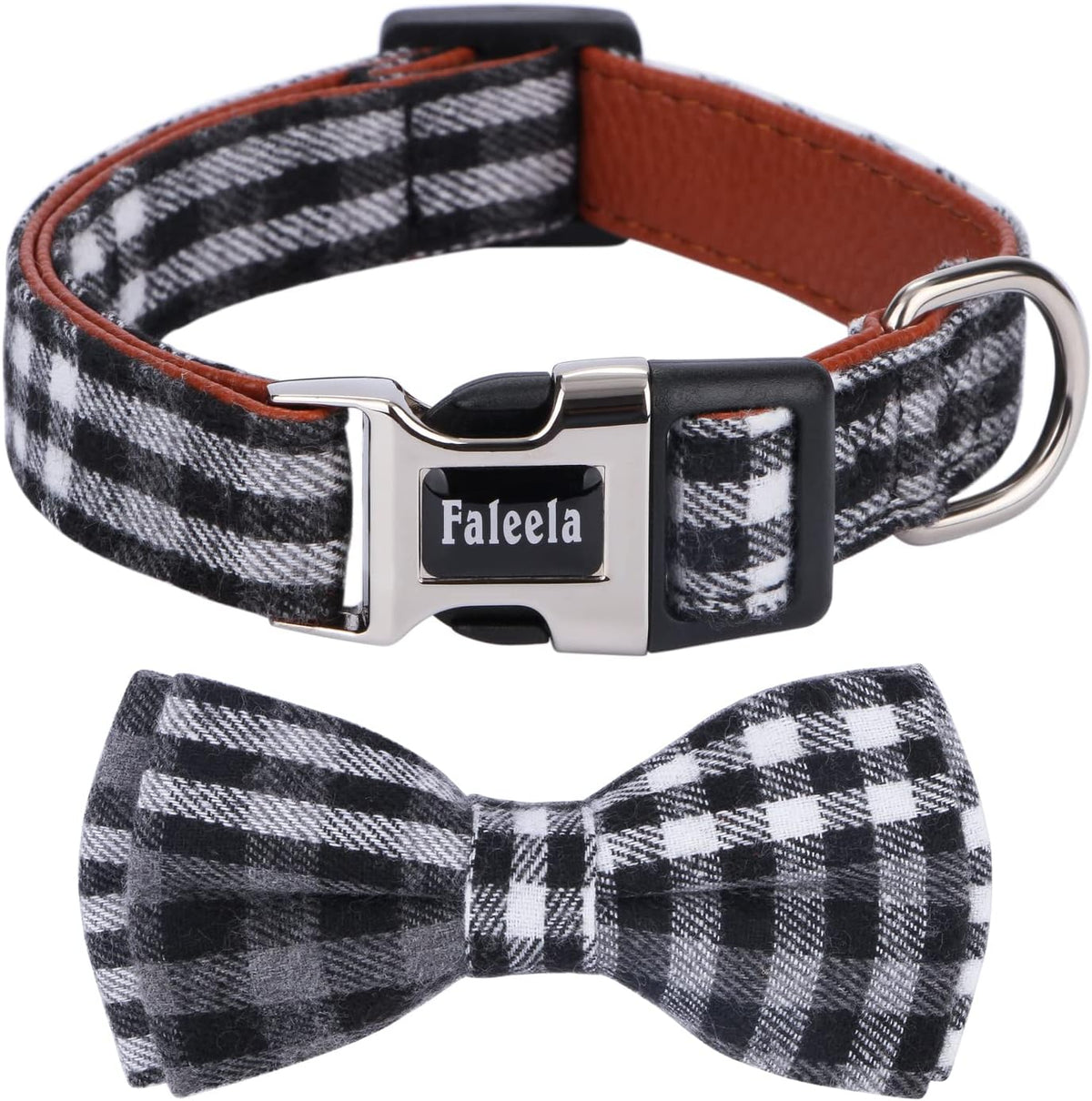 Faleela Soft &Comfy Bowtie Dog Collar - Medium (Pack of 1) / Black And Whit