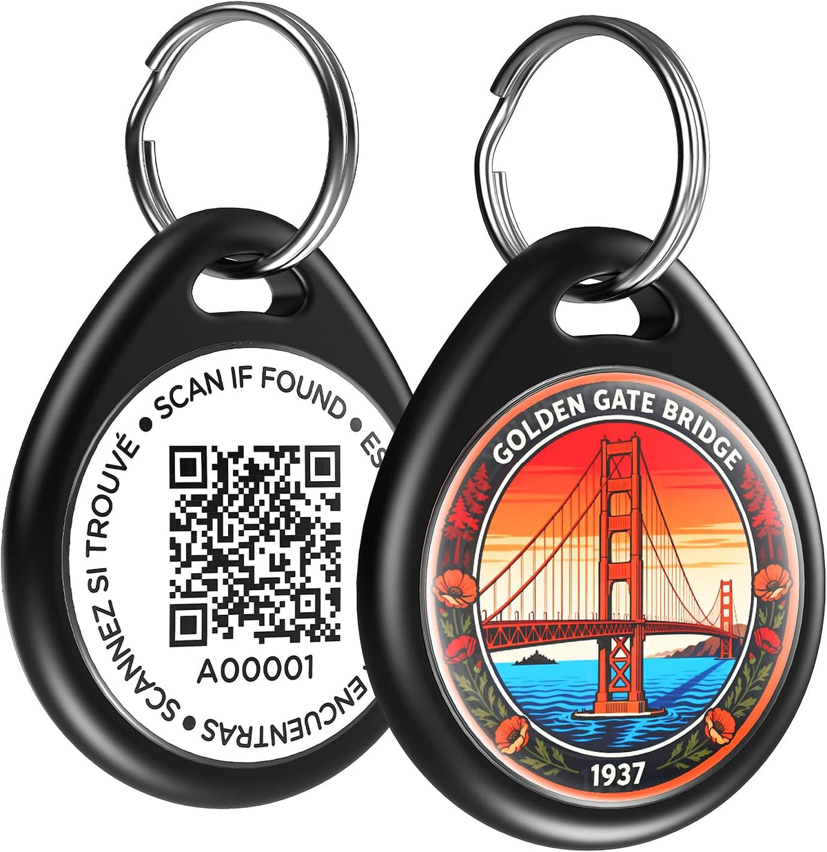 QR Code Cat Tags Personalized Small, Real-time Alerts, Pink – Essentials for Cats - 1 Pack Black Bridge / Large-1.2"*1.4"