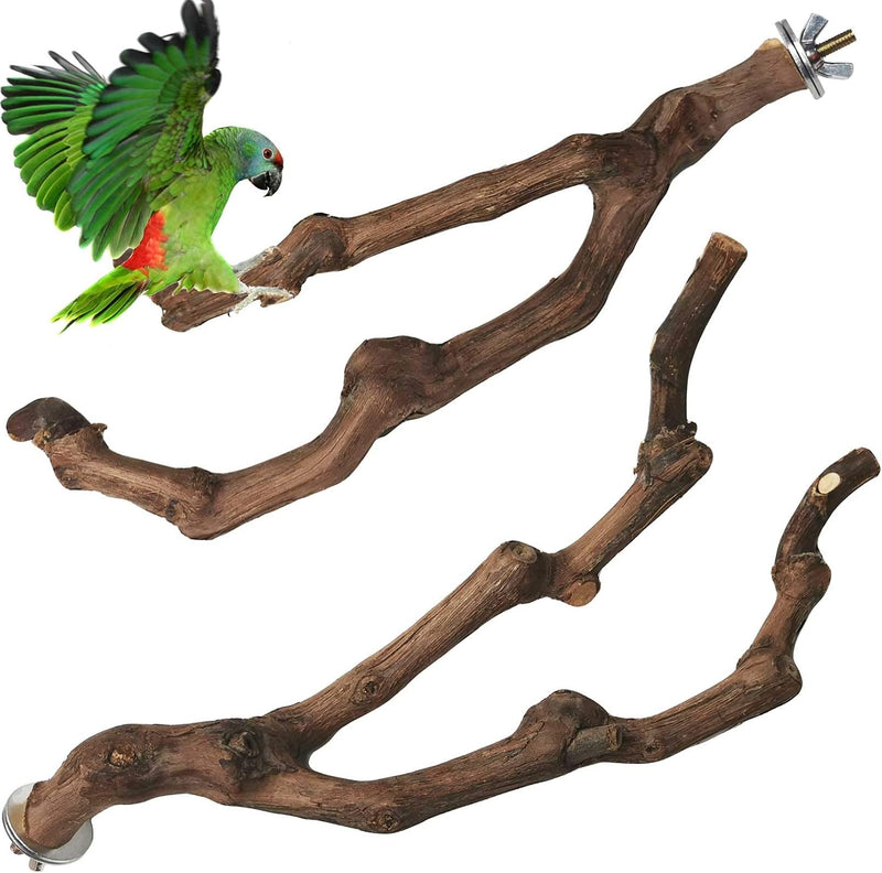 PINVNBY 3 Sizes Natural Parrot Perch Grape Wood Bird Stand Pole - 9.8in