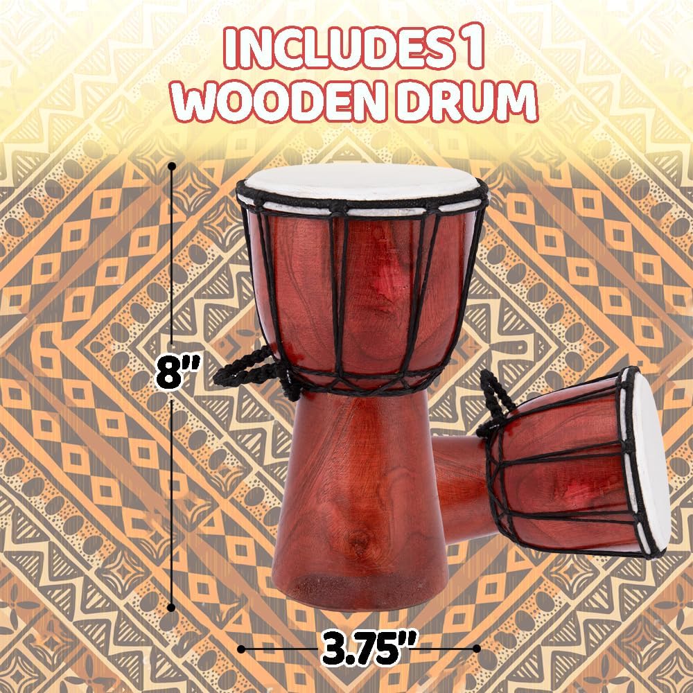 ArtCreativity 8 Inch Mini Wooden Toy Drum for Kids - 8" Inch - image 2