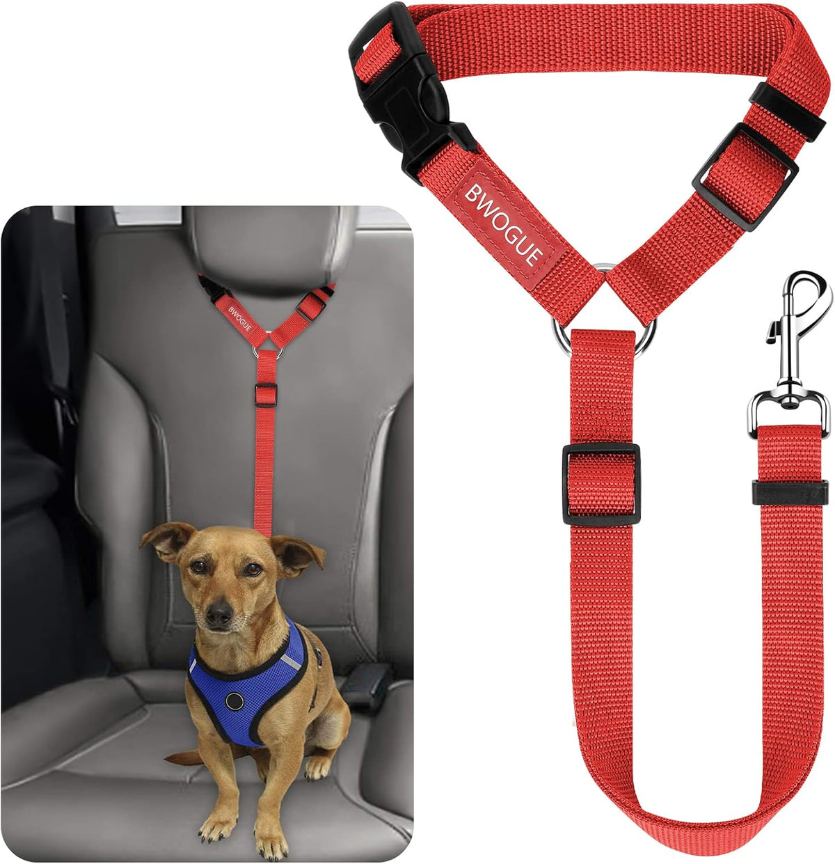 Dog Seat Belt for Car, Headrest Restraint Safety Lead, Dogs Cats – Essentials for Dogs - Red / Not elastic