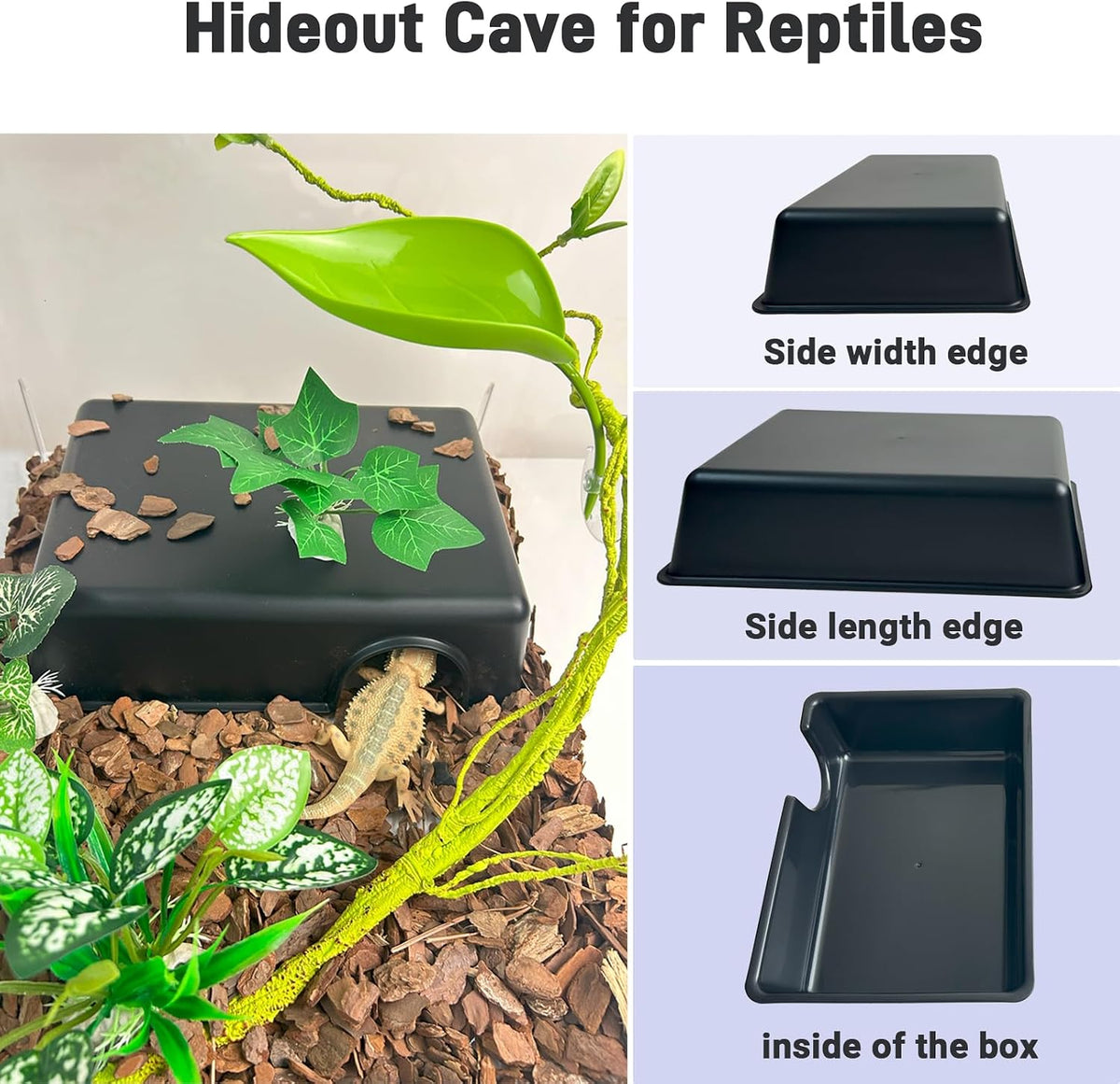 Reptile Hide Cave, Snake Hide for Ball Python & Gecko - Black / X-Large (2 Count) - image 4