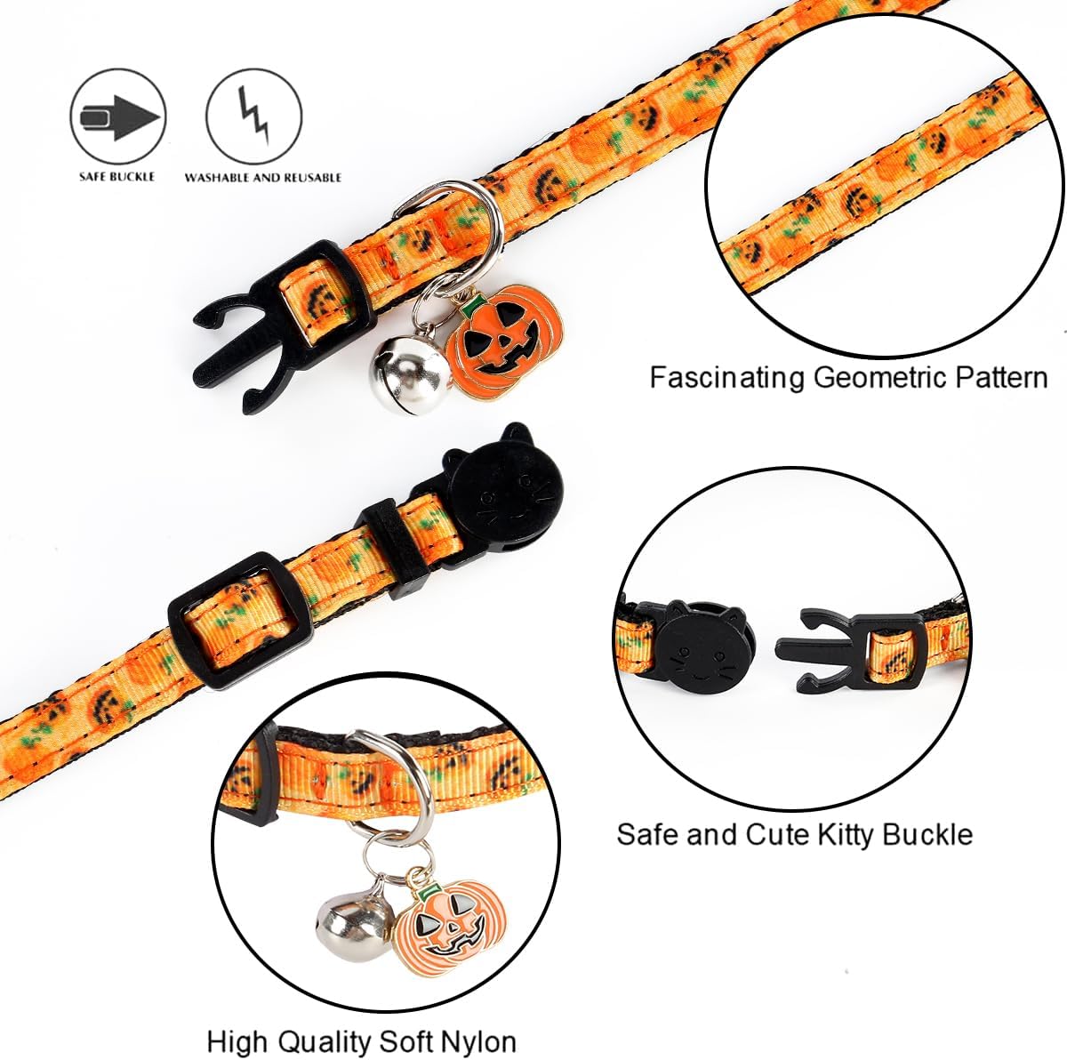 Yizepet Cat Collars with Bells, Breakaway Kitten Collar - Halloween - image 3