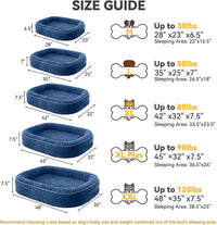 JOEJOY XL Orthopedic Dog Bed for Large Dogs, 360° Oval Bolster - Navy Blue / 48"l X 35"w X 7.5"th - image 4