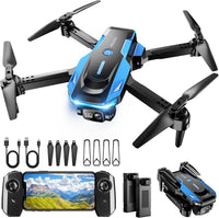 Drone with 1080P Camera - Foldable Remote Control RC Quadcopter FPV Drone – Fun for Kids & Family - Black&Blue