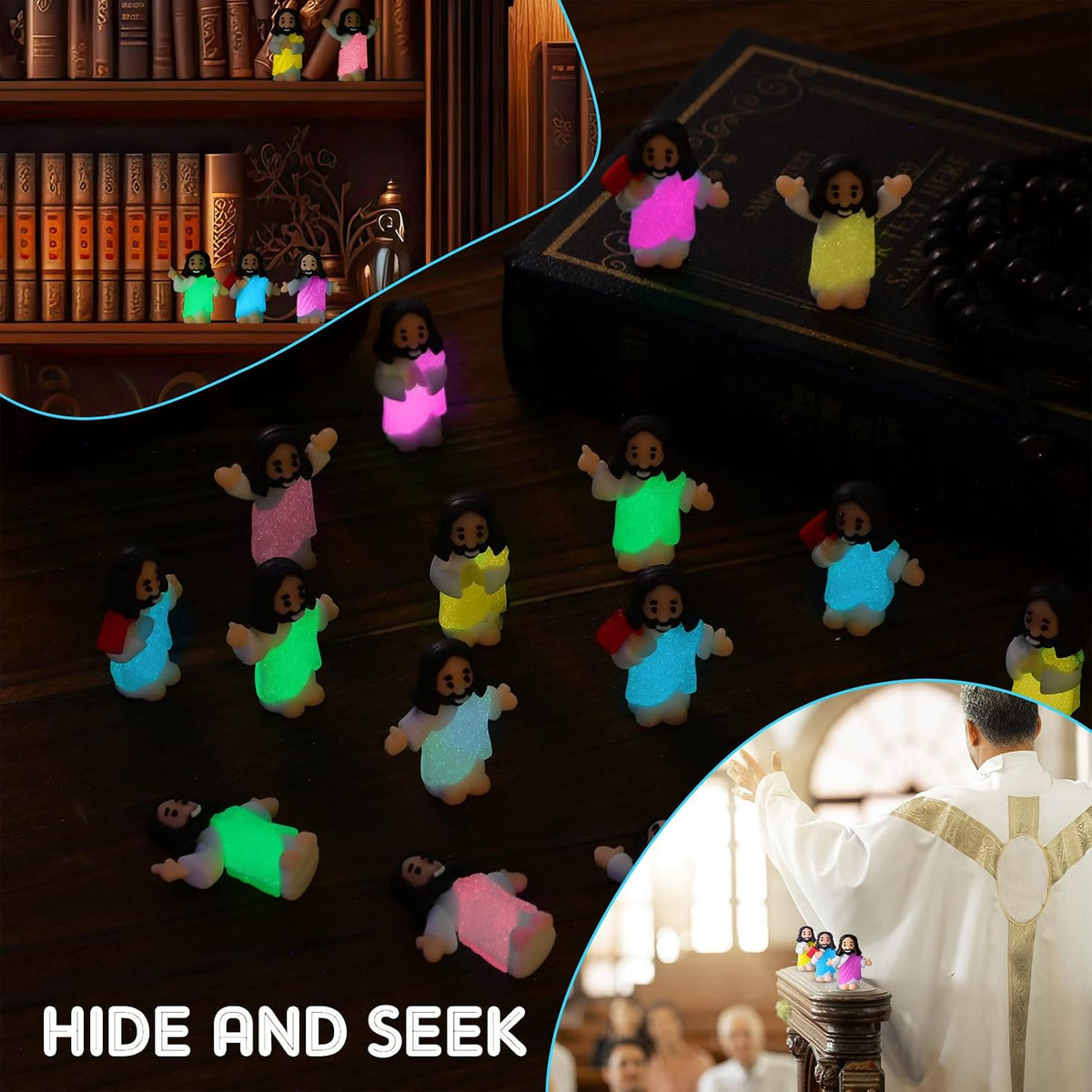 CroBlissful 50 little Jesus figurines that glow in the dark, five colors - view 34