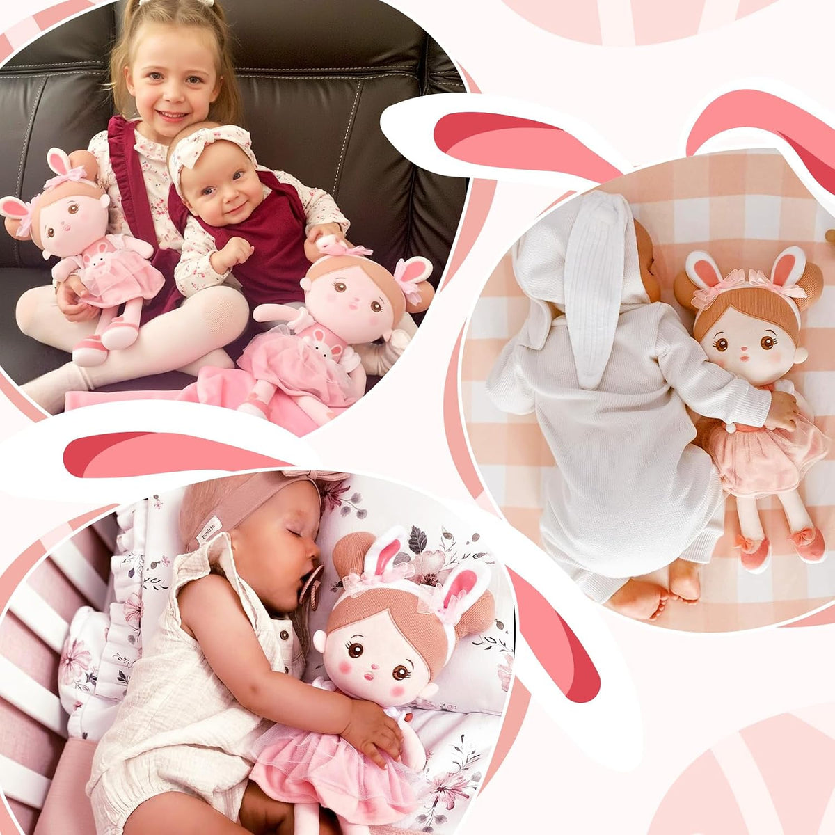 OUOZZZ Soft Baby Doll 12.6" Yellow Bee Dress Snuggle Buddy Doll – Fun for Kids & Family - A-abby01 Rabbit - image 2