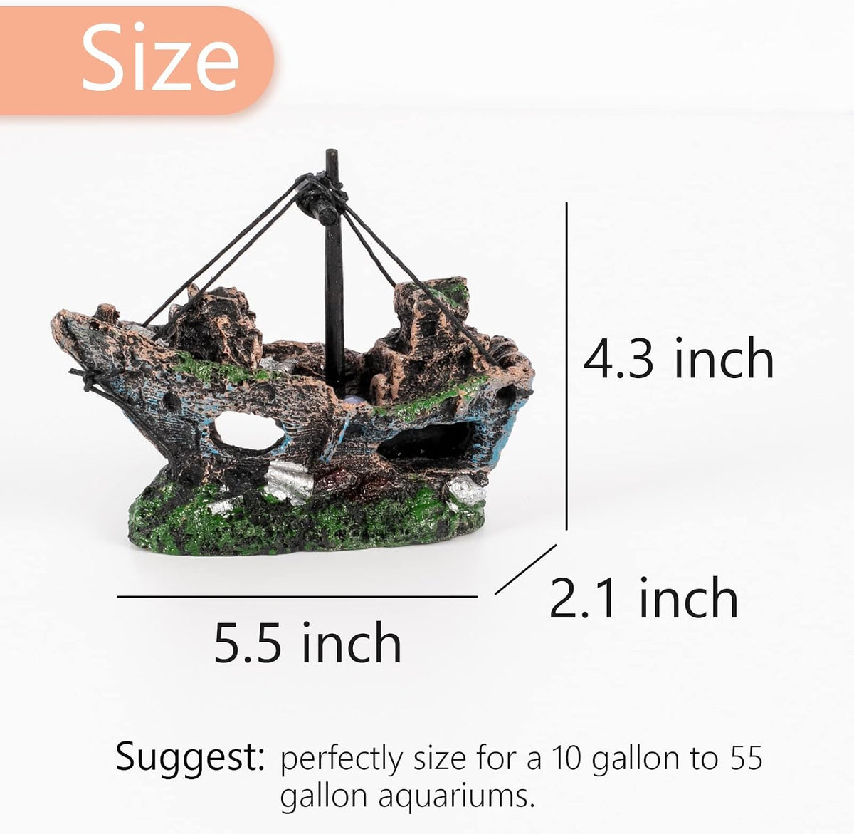 Shipwreck Fish Tank Decoration - image 2