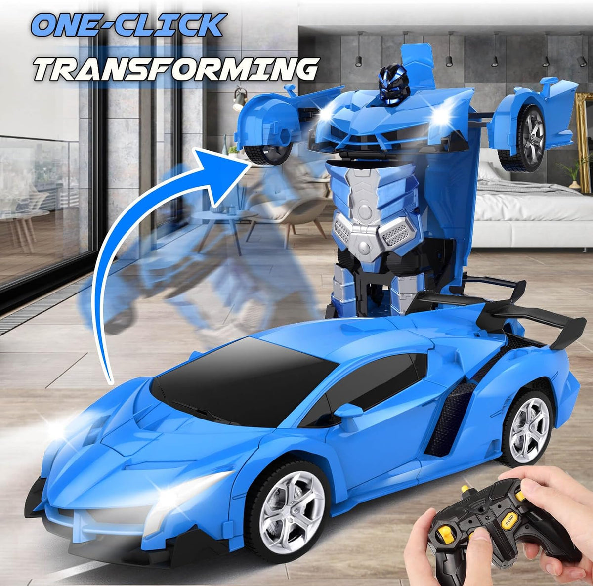 Transform Remote Control Car Toys for Boys 4-6 - Blue - image 3