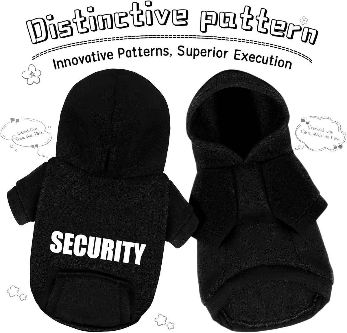 Wine red polycotton Chihuahua dog hoodie with Security print and leash hole - view 2