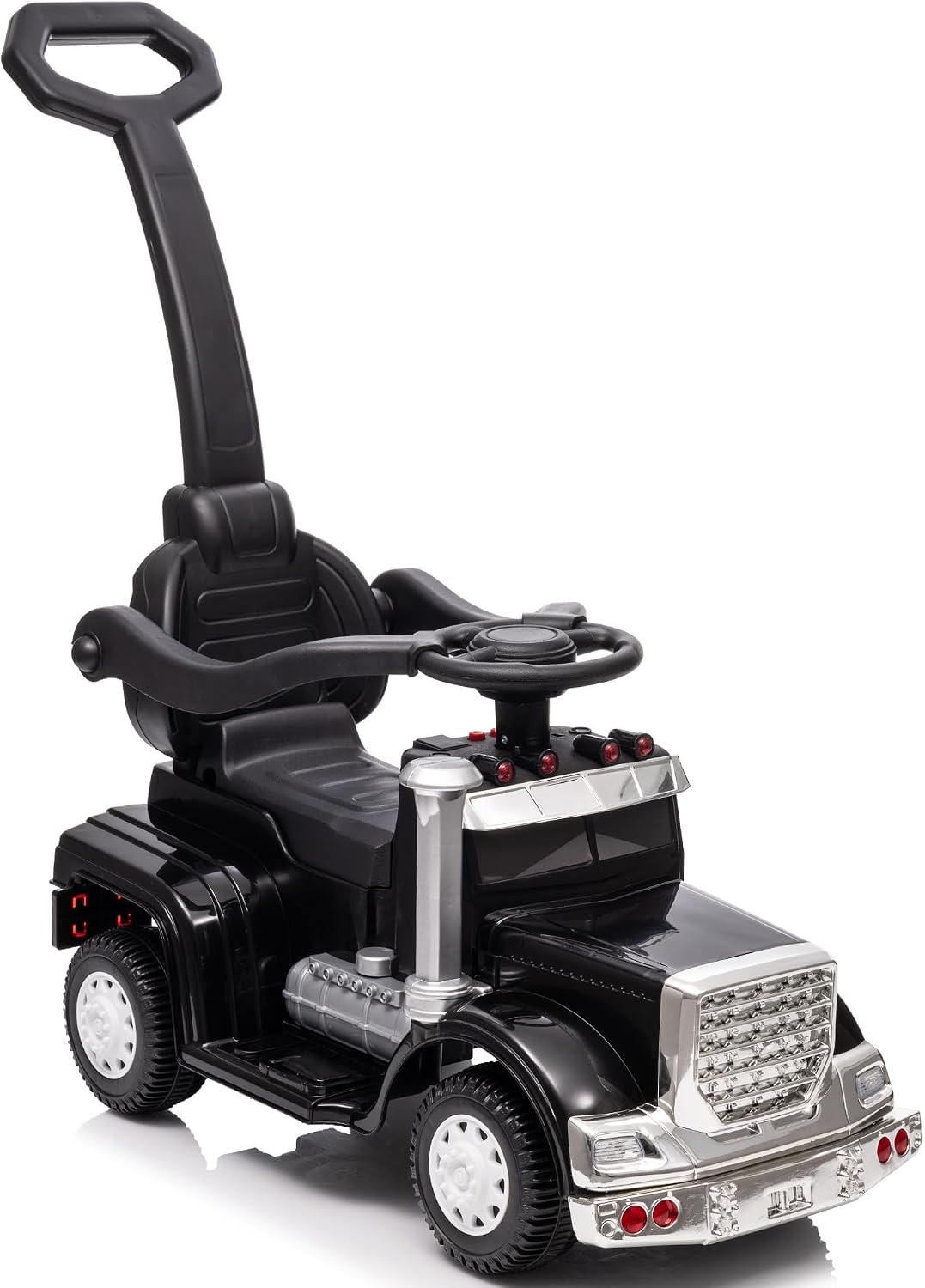 Outfunny 3-in-1 ride-on push car for toddlers in black with parent push handle and handrails - view 3
