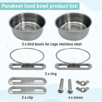 PINVNBY Parrot Feeding Cups Birds Food Dish Stainless Steel Parrot - Double screw / S - image 3