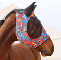 Harrison Howard Super Comfort Stretchy Fitting Horse Fly Mask with UV Protection Soft on Skin with Breathability Knitted Printing Medium