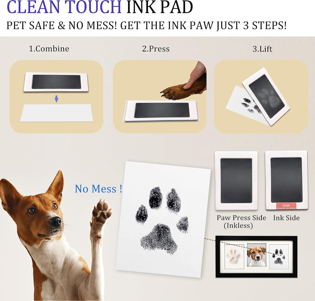 MYPAWLETS Paw Print Frame Kit, Dog/Cat Pawprints Keepsake - Black - image 4