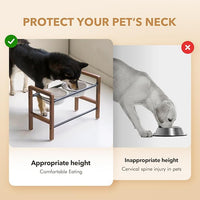 7.1inch Ceramic Adjustable Raised Double Bowls Set with Stand, 3 Heights Elevated, 2 Placement Options,Food and Water Bowls for Medium and Large Dog(Reactived Glaze -White)
