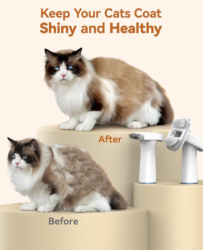 oneisall Cat Vacuum Groomer Quiet, Pet Vacuum Grooming Kit with Clipper Paw Trimmer & Brush, 1.5L Large Dust Cup Pet Vacuum for Shedding, Trimming & Home Cleaning