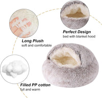 Cat Bed Cave, Cat Beds for Indoor Cats, Washable Hooded Cat Beds - 24.0"L x 24.0"W x 14.0"Th / Coffee - image 4