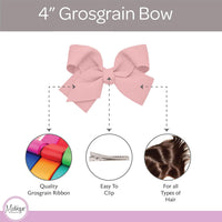 Motique Accessories 4 inch dusty rose grosgrain hair bow for girls on a metal alligator clip - view 32
