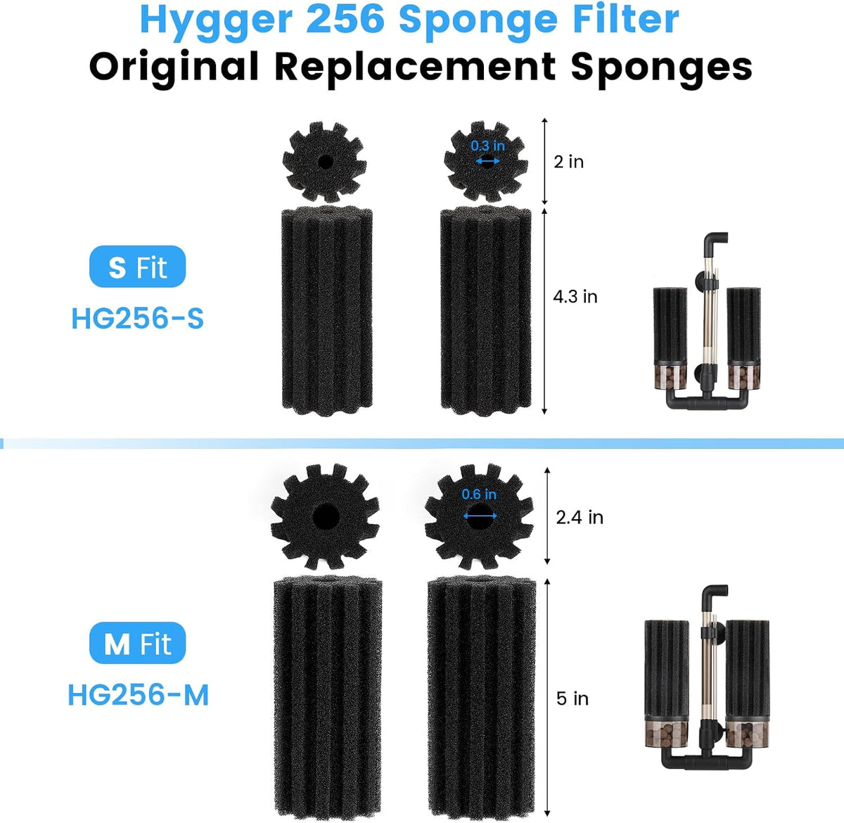 hygger Aquarium Double Sponge Filter: Upgraded Sponge Filter - Sponge S - image 2