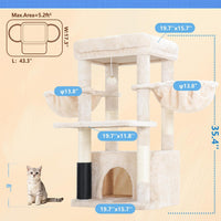 Hey-brother Cat Tree Tower with Large Platform, Spacious Condo - Beige / 35.4 Inches - image 2