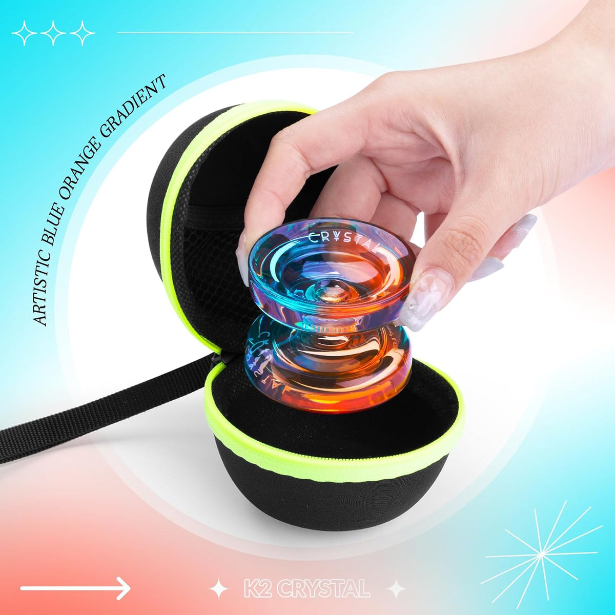 K2 Crystal Responsive Yoyo for Kids，Professional Yo-yo for Beginners – Fun for Kids & Family - K2 Black Green+ K2 Blue Orange - image 2