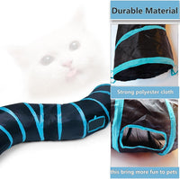 Cat Tunnel Tube Toys，Tunnels for Indoor Cats - S - 2 Way Black Blue - image 4