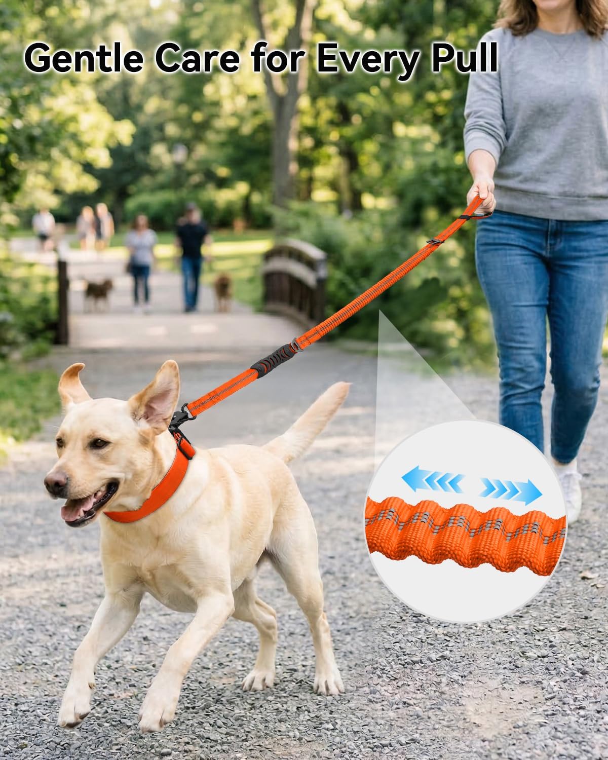 Joytale Tactical Bungee Dog Leash, Shock Absorbing No Pull - Orange - image 3