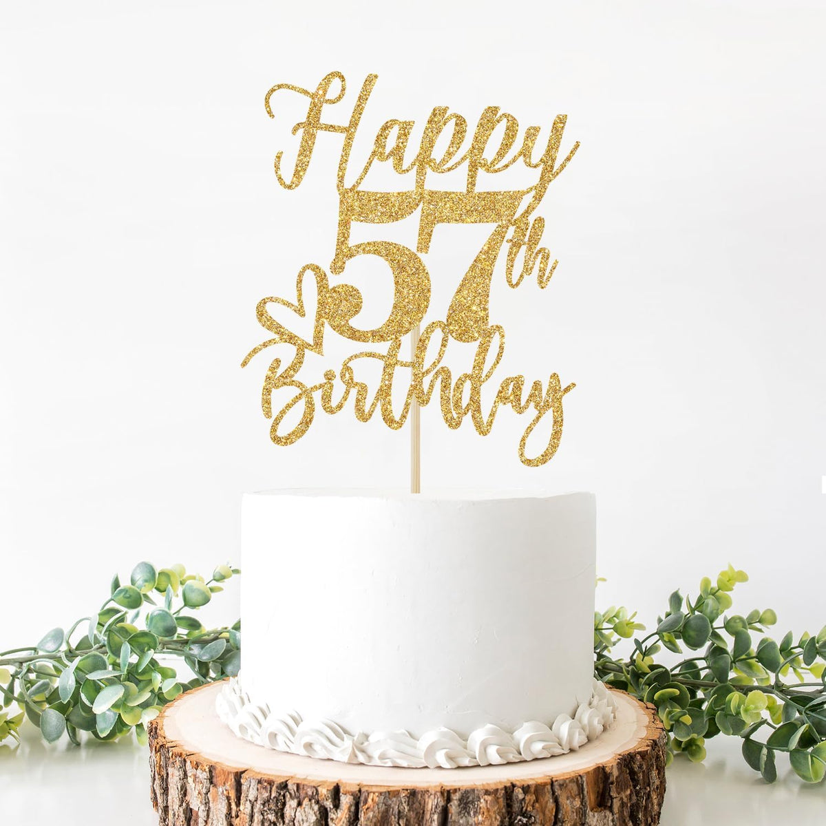 Happy 83rd Birthday Cake Topper - happy 57th birthday / Gold Glitter - image 2