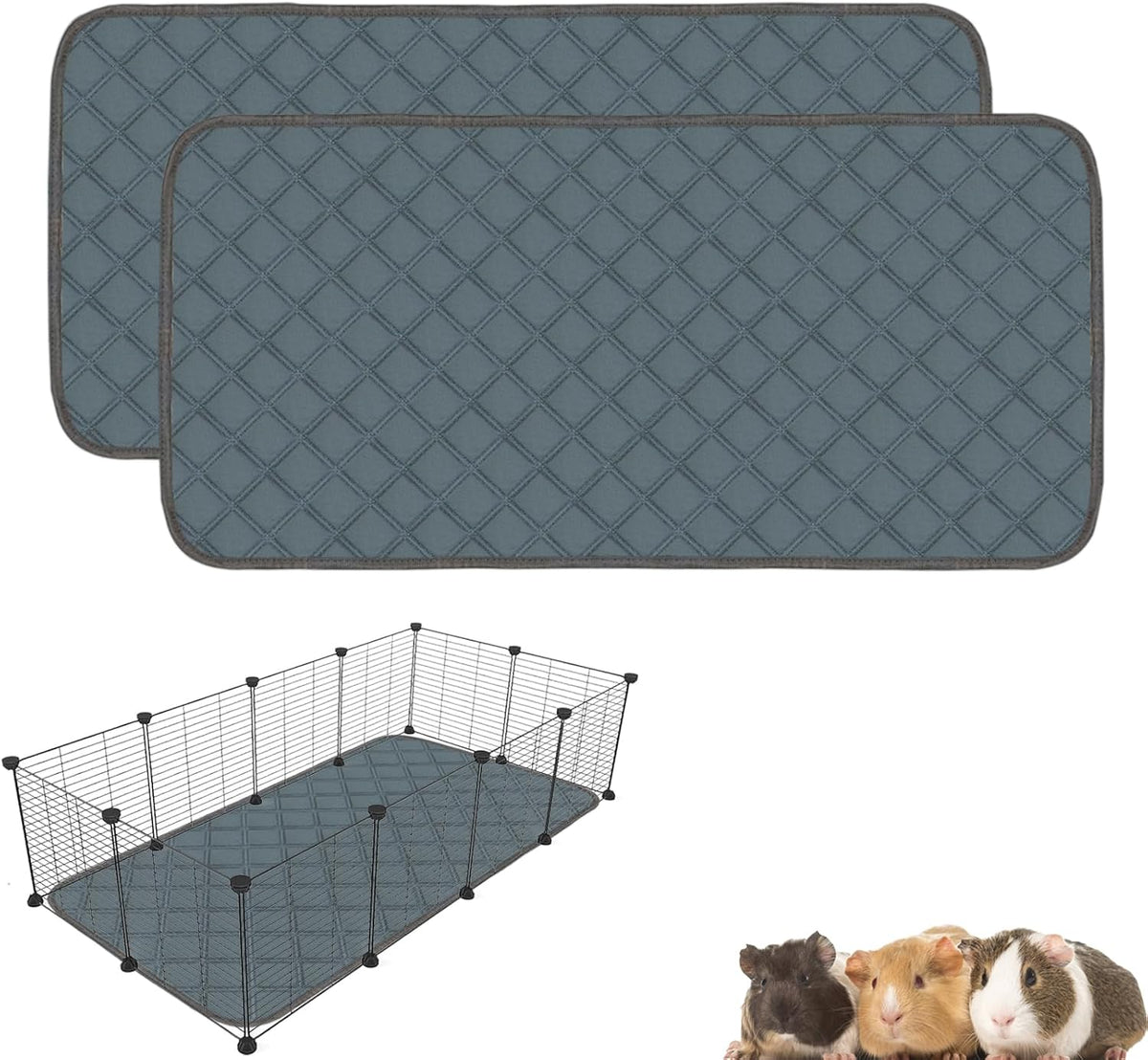 4 Pack Guinea Pig Cage Liners Washable Guinea Pig Bedding Reusable - Dark Grey / 48" x 24" (2 Pack)