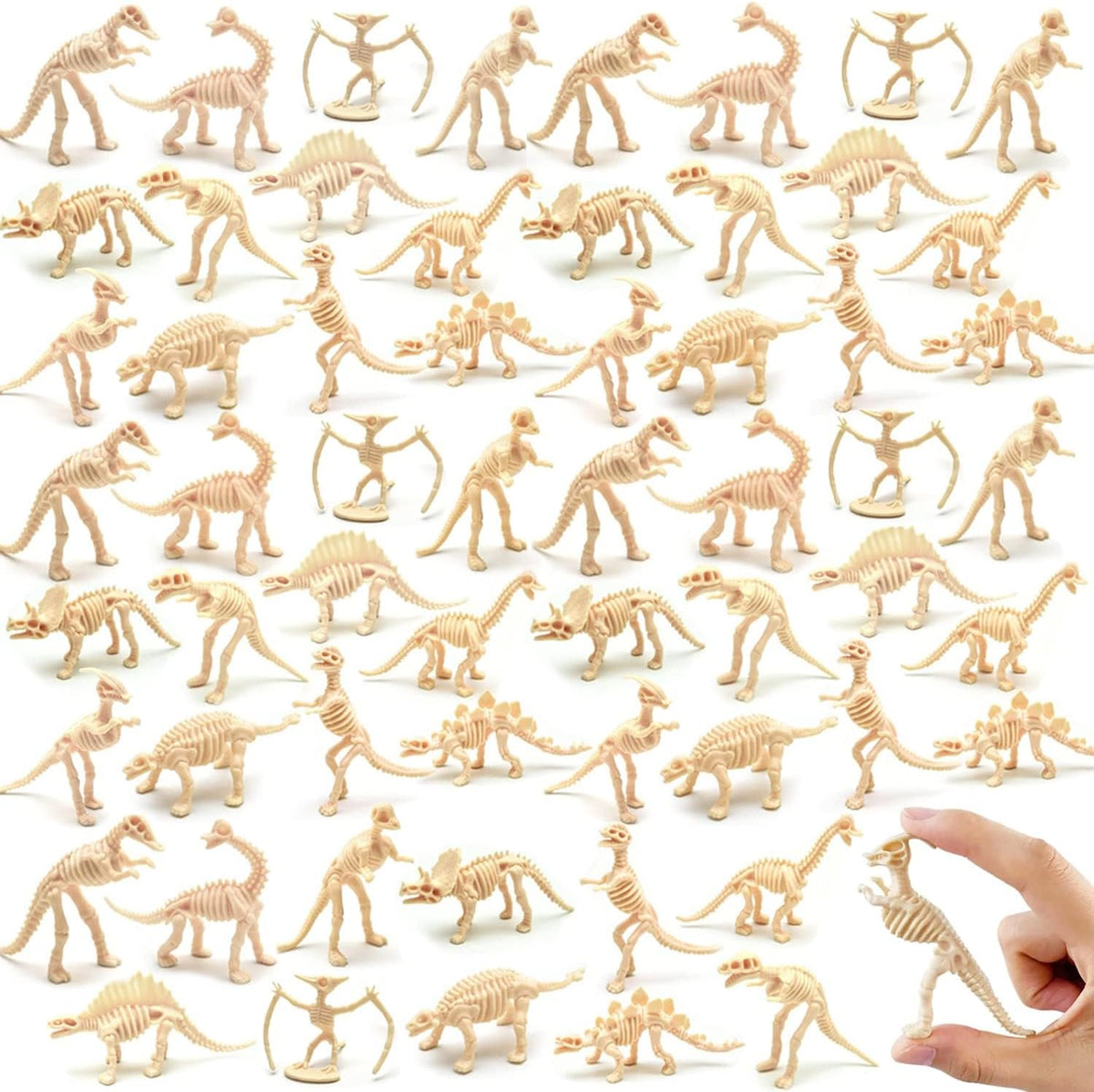 Qiuttnqn dinosaur fossil skeletons, 60 plastic dino bone figures in 12 styles