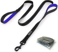 Heavy Duty Dog Leash - 2 Handles by Padded Traffic Handle for Extra Control, 6foot Long - Perfect - 6 ft / Black Blue