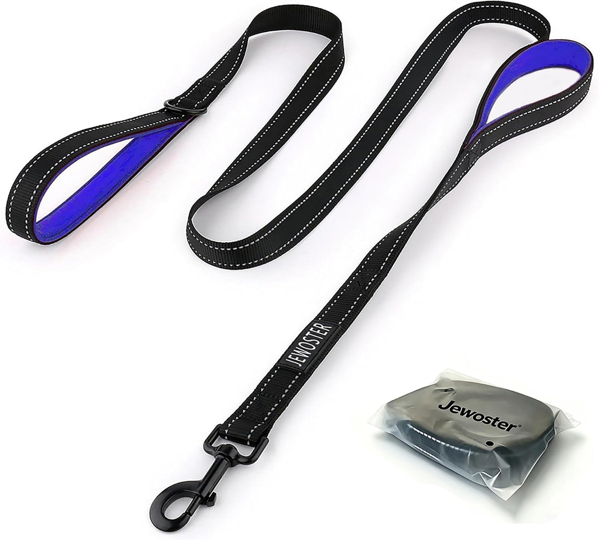 Heavy Duty Dog Leash - 2 Handles by Padded Traffic Handle for Extra Control, 6foot Long - Perfect - 6 ft / Black Blue