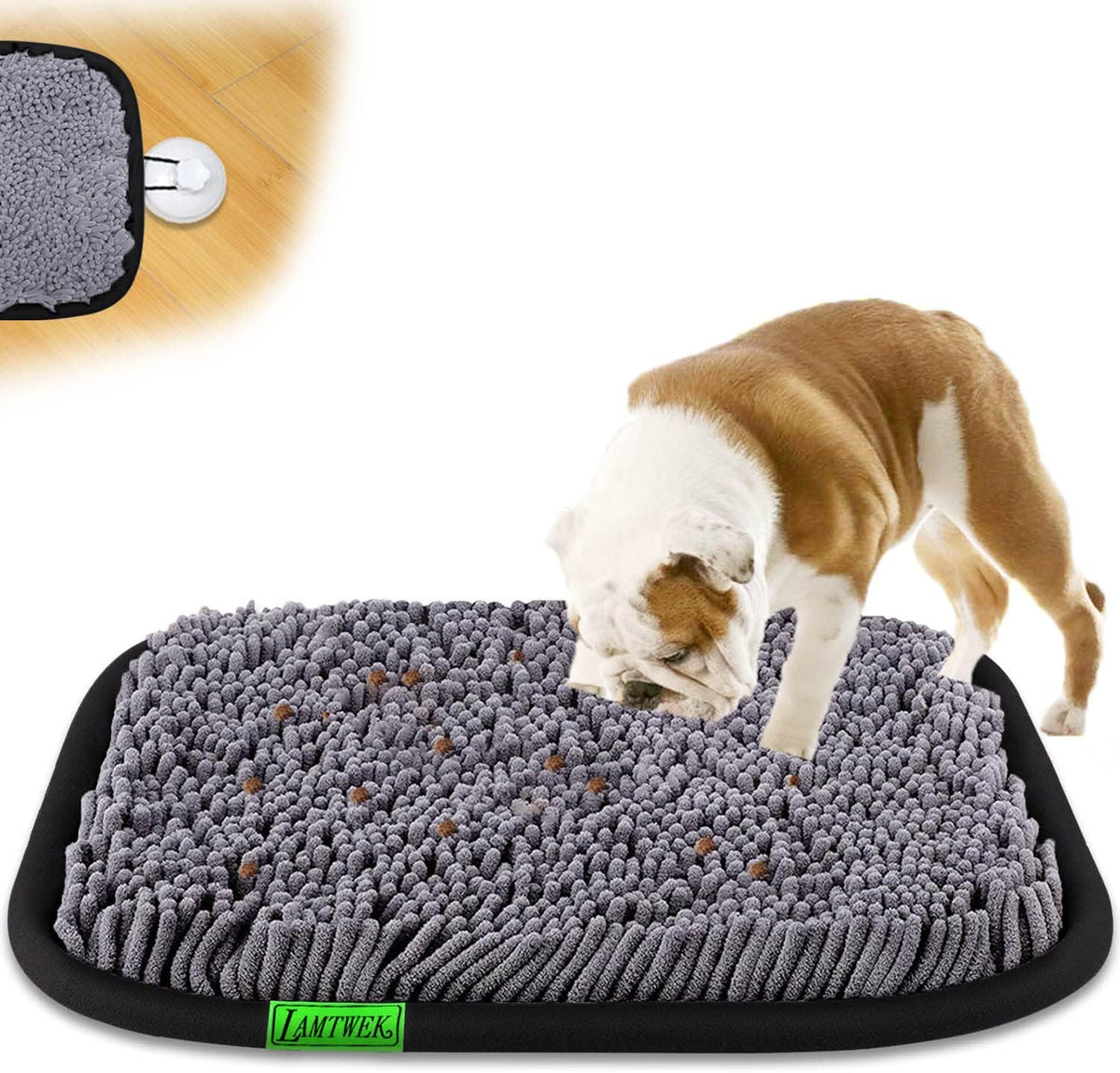 Snuffle Mat for Dogs, 17" x 21" Dog Snuffle Mat Interactive Feed Game for Boredom, Encourages - Black